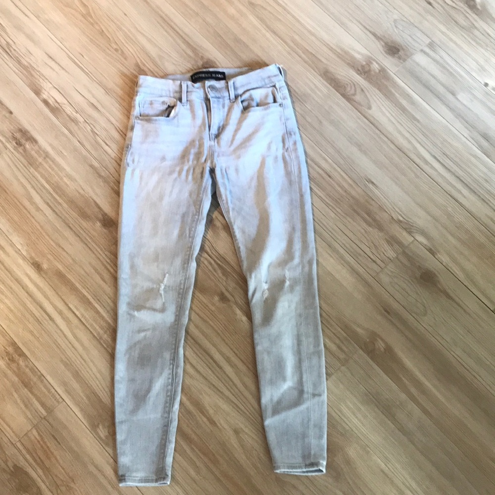 Express-Light Grey Denim Ankle Legging